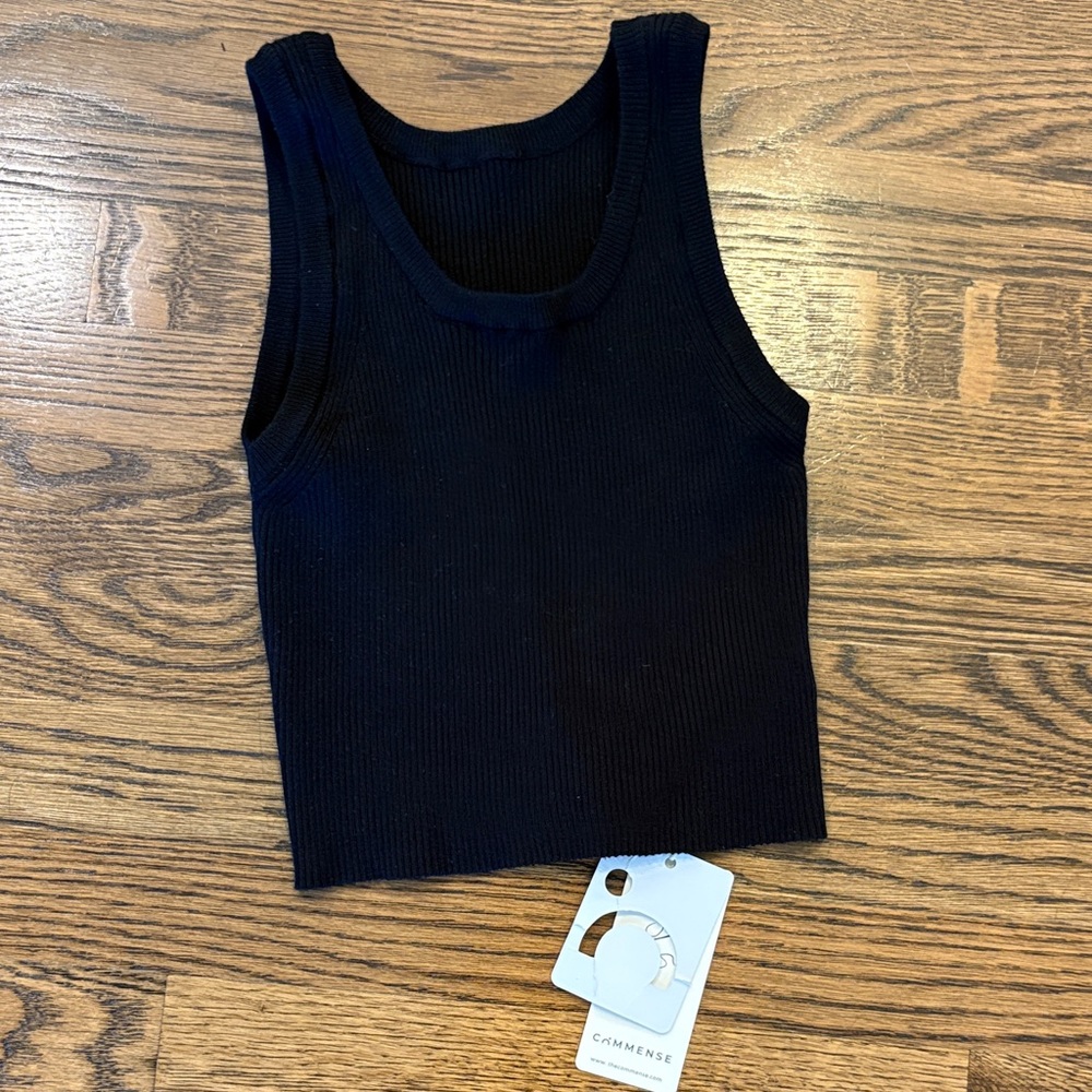 Commense NWT Black Ribbed Cropped Tank Top, xS